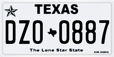 TX license plate DZO0887