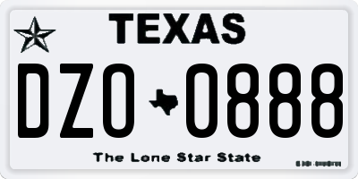 TX license plate DZO0888