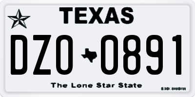 TX license plate DZO0891