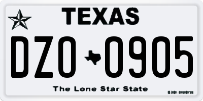 TX license plate DZO0905