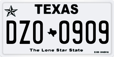 TX license plate DZO0909