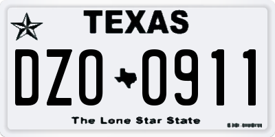 TX license plate DZO0911
