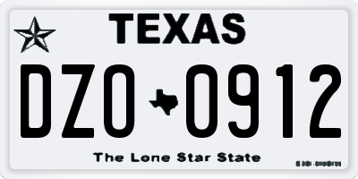 TX license plate DZO0912