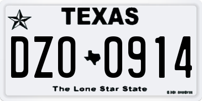 TX license plate DZO0914