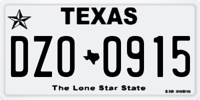 TX license plate DZO0915