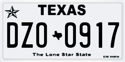 TX license plate DZO0917