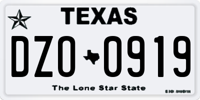 TX license plate DZO0919