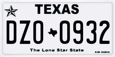 TX license plate DZO0932