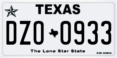 TX license plate DZO0933