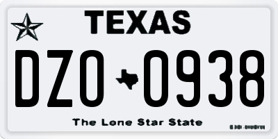 TX license plate DZO0938