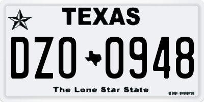TX license plate DZO0948