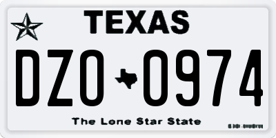 TX license plate DZO0974