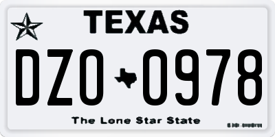 TX license plate DZO0978