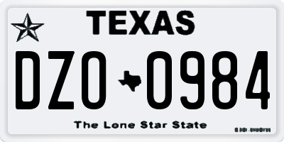 TX license plate DZO0984