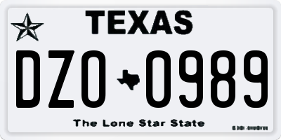 TX license plate DZO0989
