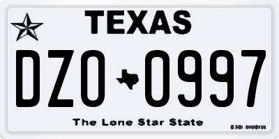 TX license plate DZO0997