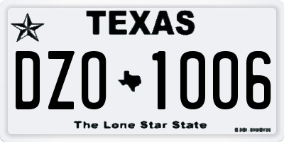 TX license plate DZO1006