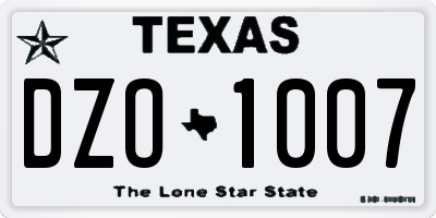 TX license plate DZO1007