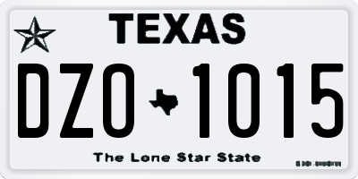 TX license plate DZO1015
