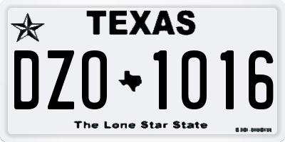 TX license plate DZO1016