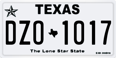 TX license plate DZO1017