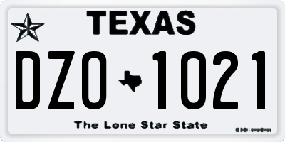 TX license plate DZO1021