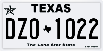 TX license plate DZO1022