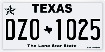 TX license plate DZO1025