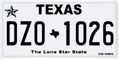 TX license plate DZO1026