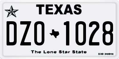 TX license plate DZO1028