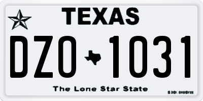 TX license plate DZO1031