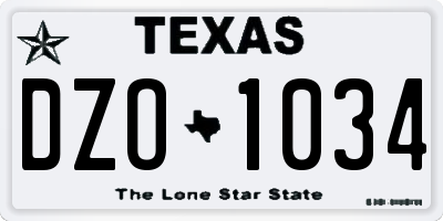 TX license plate DZO1034