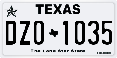 TX license plate DZO1035