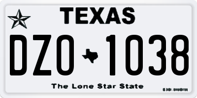 TX license plate DZO1038