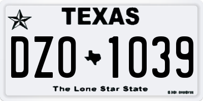 TX license plate DZO1039