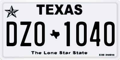 TX license plate DZO1040