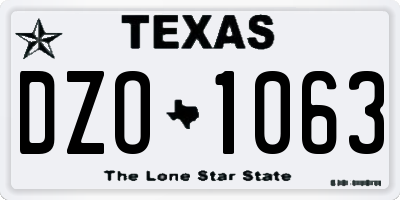 TX license plate DZO1063