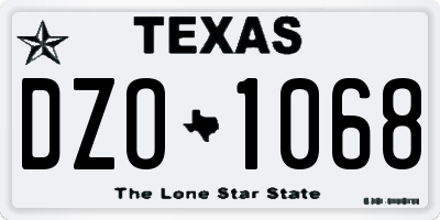 TX license plate DZO1068
