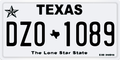 TX license plate DZO1089