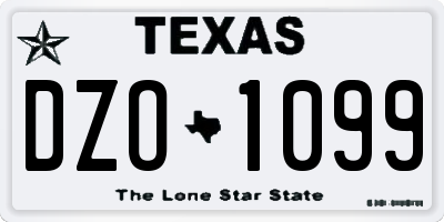 TX license plate DZO1099