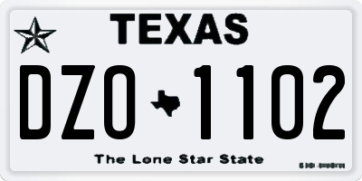 TX license plate DZO1102