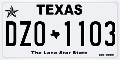 TX license plate DZO1103