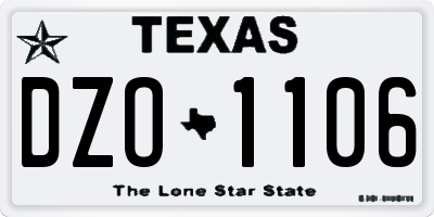 TX license plate DZO1106