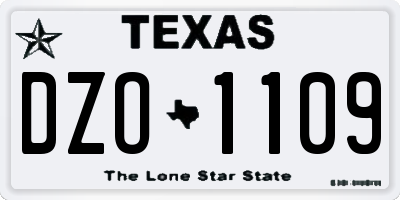 TX license plate DZO1109