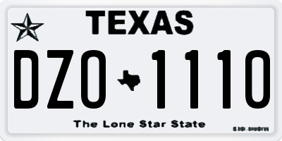 TX license plate DZO1110