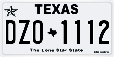 TX license plate DZO1112