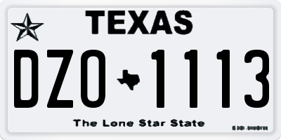 TX license plate DZO1113
