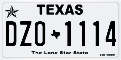 TX license plate DZO1114