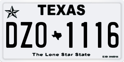TX license plate DZO1116