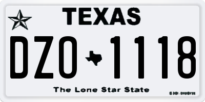 TX license plate DZO1118
